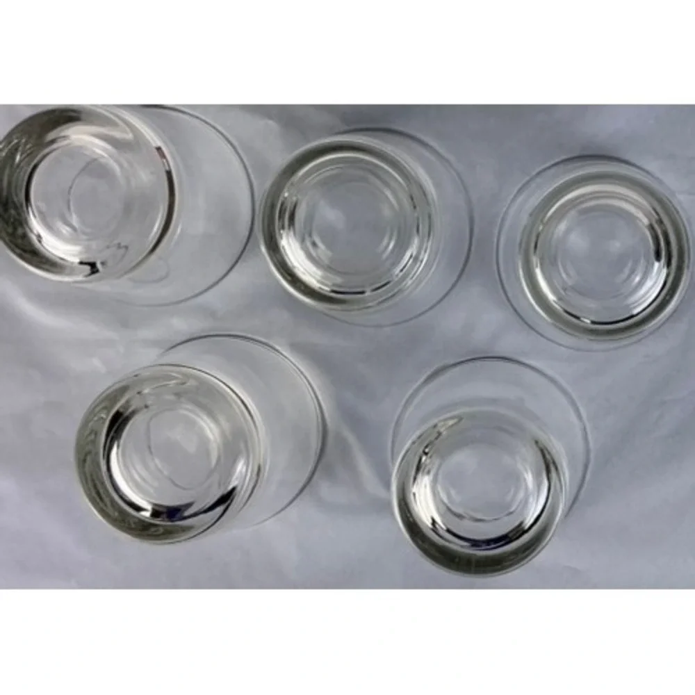 Set of 5 Clear Glass‎ Tumblers Heavy Base Drinking Glasses